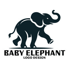 Baby Elephant Vector Logo Design