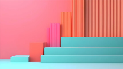 Fototapeta premium Abstract Geometric Steps In Pastel Colors