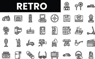 A nostalgic collection of retro icons representing vintage technology.