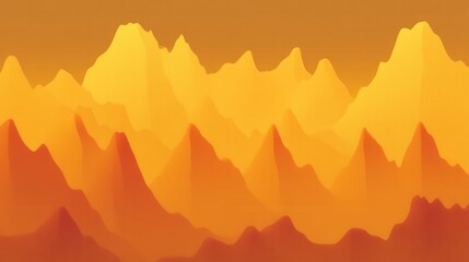 Abstract landscape depicting layers of orange and yellow colored mountains