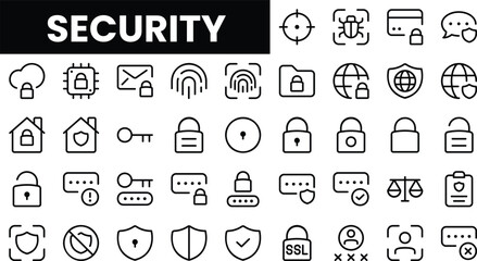 Illustration of security icons depicting various aspects of digital safety.