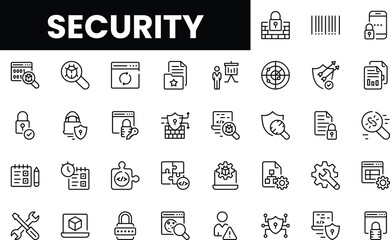Array of security icons illustrating various protection concepts.