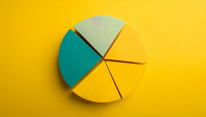 Top view pie chart with 5 segments, perfect for visual data representation and infographic use.