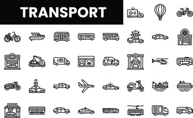 Various modes of transportation illustrated in a modern line-art style.