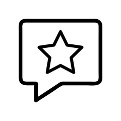 speech bubble with a star icon for featured messages, rating systems, comment highlights, and communication graphics
