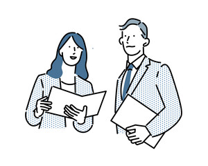 man and woman-Business person with documents - man and woman - upper body clipboard vector illustration