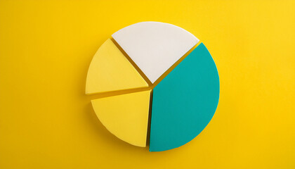 Fototapeta premium Top view pie chart with 4 segments, perfect for visual data representation and infographic use.