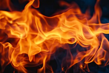 Fototapeta premium Burning Fire Flames Dancing with Orange and Yellow Hues on Black