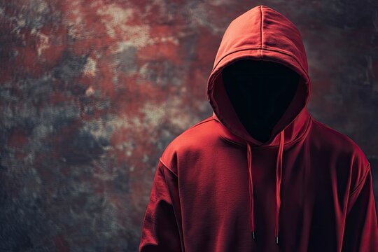Person in Hooded Sweatshirt with Shadowed Face Against Grunge Backdrop - Powered by Adobe