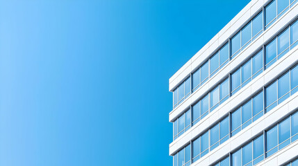 Modern Glass Office Building Against Blue Sky