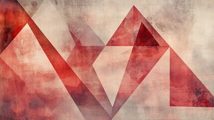 Abstract geometric red and beige composition with triangles and textures. Background design template. Design for prints, poster, cover, wall arts and home decoration