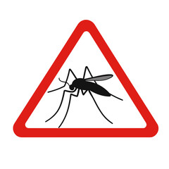 black mosquito inside red triangle warning sign

