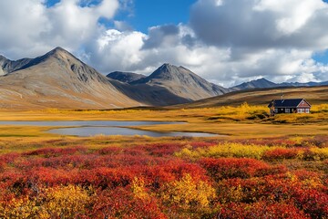 dive into prism of hues that sway over arctic plain in fall as earth reveals its pure charm and renewing soul of time awakens in this secret haven  
