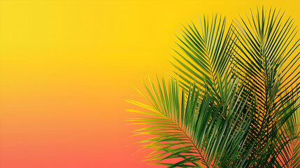 Abstract Tropical Palm Leaves On Vibrant Gradient Background