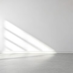  A modern empty room with soft natural lighting and gentle shadows, white walls, and a smooth concrete floor , AI Generated