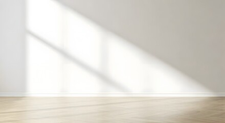  A modern empty room with soft natural lighting and gentle shadows, white walls, and a smooth concrete floor , AI Generated