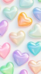 Obraz premium 3D Pastel Hearts With Soft Tones And Rounded Shapes in a Delicate Look And Repeating Pattern Style