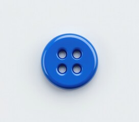 Fototapeta premium Close-up of Round Blue Sewing Button on White Surface