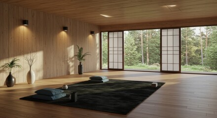 Obraz premium Serene Minimalist Yoga Studio with Natural Light