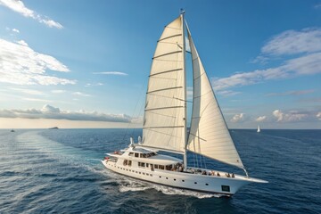 Sailing on a Luxury Yacht Under a Clear Blue Sky Generative AI