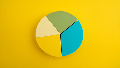 Fototapeta premium Top view pie chart with 4 segments, perfect for visual data representation and infographic use.
