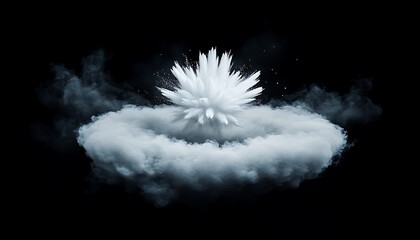 White Burst Exploding in Cloud for Dark Background.