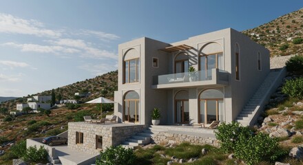 Fototapeta premium Stylish Modern Iranian Home on Amorgos Island