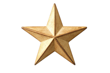 Gold star lapel pin, vintage metal badge, cut out transparent
