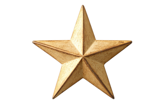 Gold star lapel pin, vintage metal badge, cut out transparent