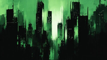 Naklejka premium An abstract artwork depicting a cityscape with various tall buildings