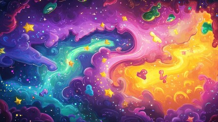 Fototapeta premium Cosmic Cloud Swirls in a Colorful Galaxy