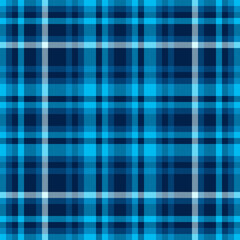 Vibrant blue and white plaid pattern. Perfect for textile designs, website backgrounds, or apparel. This seamless texture offers a clean, modern feel with a touch of classic style.