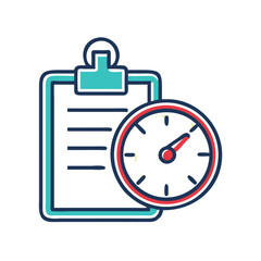 Exam Timer Icon with Clipboard and Clock  
