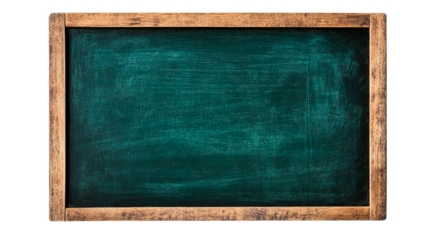 Vintage school blackboard with wooden frame, cut out transparent