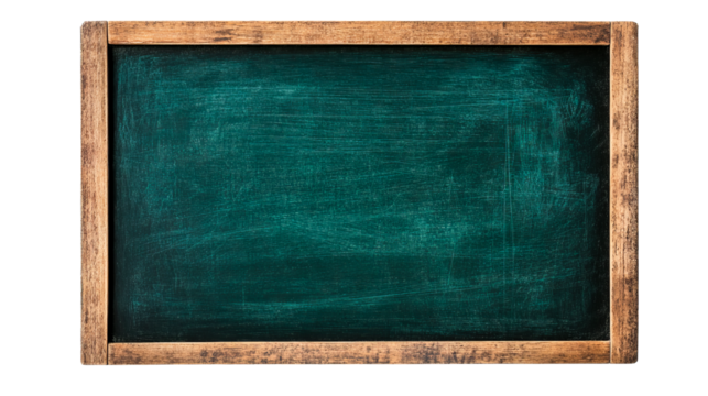 Vintage school blackboard with wooden frame, cut out transparent