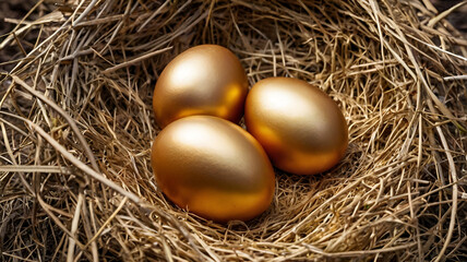 Obraz premium golden eggs in nest