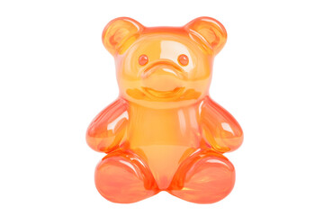 Transparent gummy bear candy in orange, cut out transparent