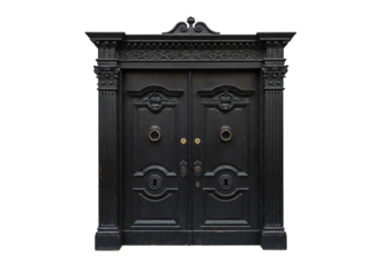 Old black wooden door png