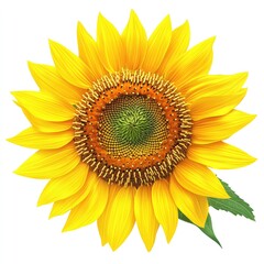 Fototapeta premium Vibrant sunflower head, detailed illustration