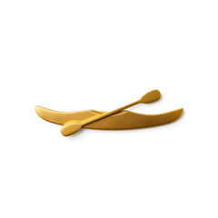 Kayak gold metal icon on white background. Generative AI