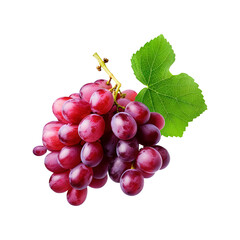 Fototapeta premium flying sliced red grape with leaves isolated on transparent background Remove png, Clipping Path