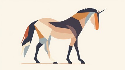 Obraz premium Minimalist unicorn illustration on white background
