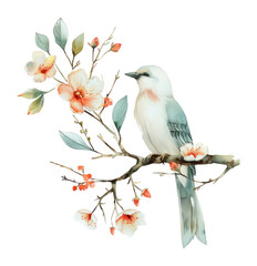 PNG Bird with flower flowers art illustration.