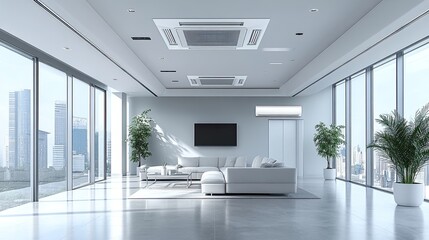 Fototapeta premium Energy Efficiency Technologies in Buildings, Factories, and Industries, Featuring LED Lighting, Smart Climate Control, and Advanced Insulation to Reduce Energy Consumption and Lower Environmental