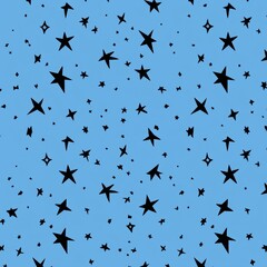 A contemporary design featuring white and black stars set against a blue backdrop, compatible with eps