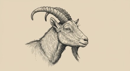 Vintage Engraving of a Goat