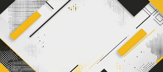 A modern illustration features abstract stripes as a business background, composed of minimal technology shapes, with a white and black hex texture, suitable for a salon cover with transformative