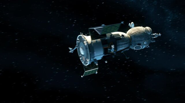 Separation of the final stage and launch of the spacecraft into Earth orbit. 3d animation. 4k.