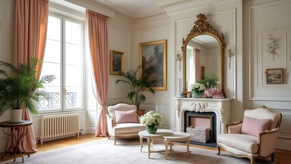 Elegant Parisian-Inspired Apartment with Classic Molding and Vintage Decor