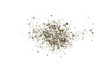 Brown powder dust splash effect isolated on transparent background. Dust particles explosion, natural powder texture for backgrounds, flyers, cards, banners, and decoration designs.